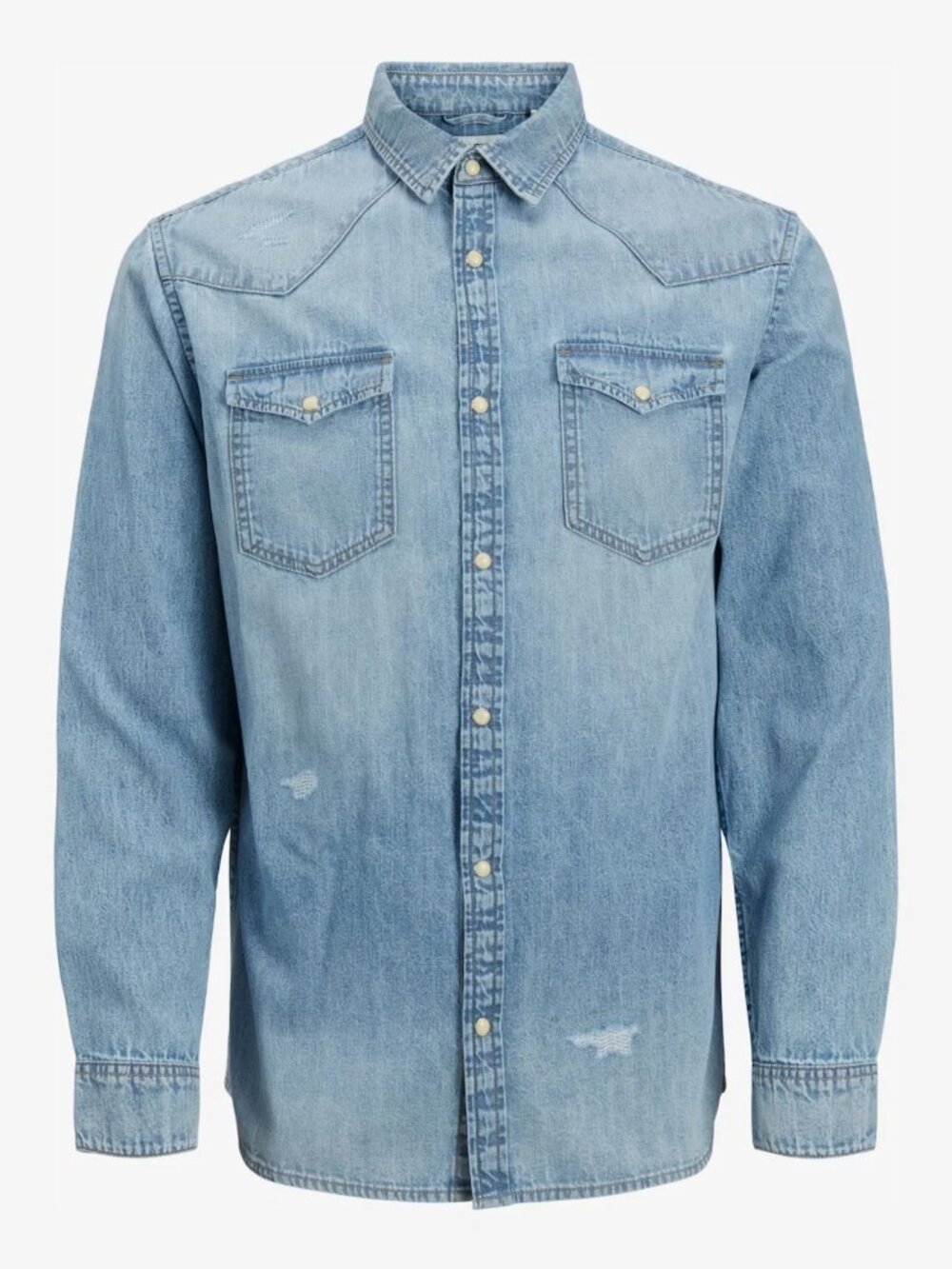 Jack & Jones Light Wash Blue Denim Long Sleeve Western Shirt/5177